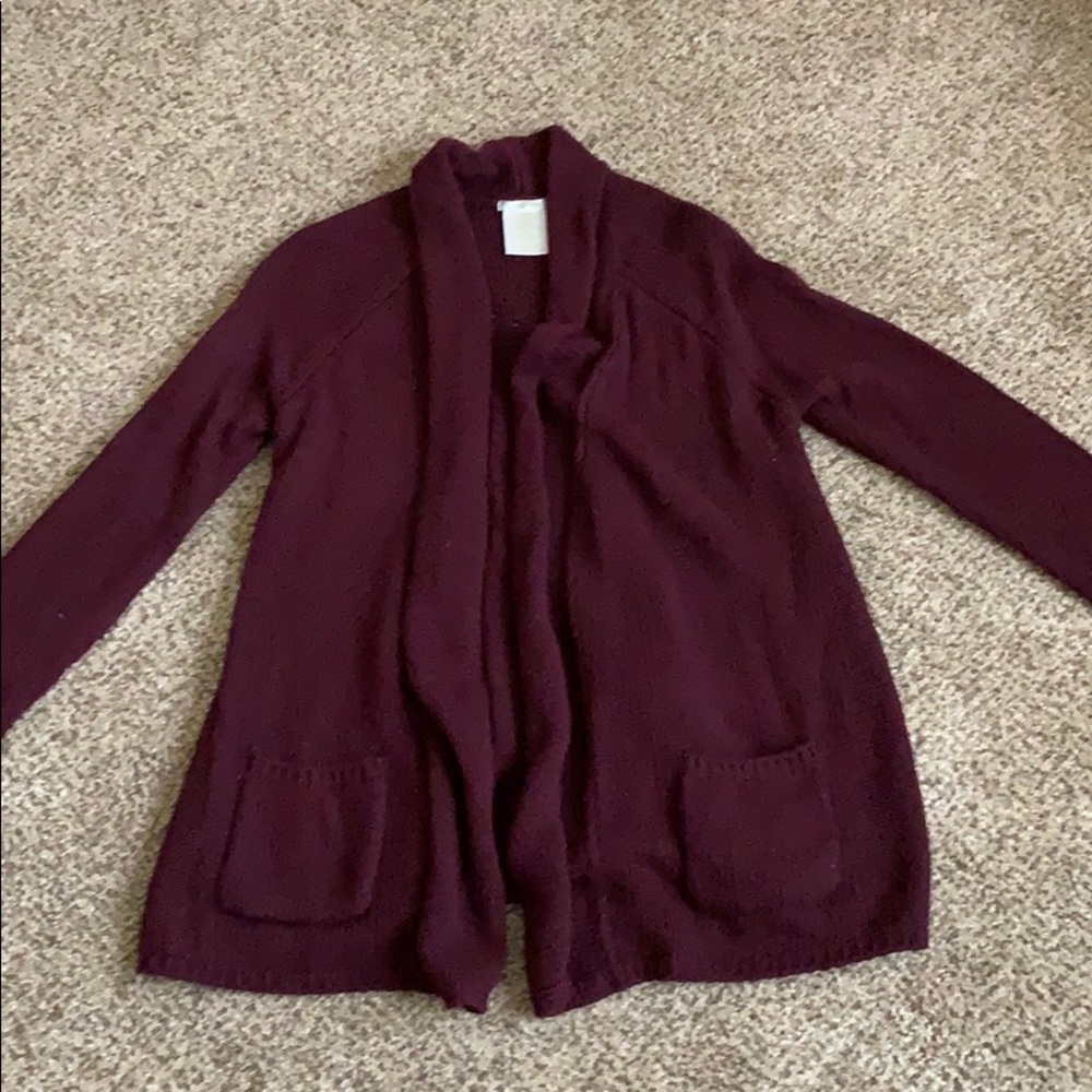 Maroon Open Cardigan Sweater